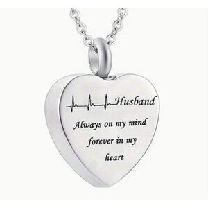 Husband Memory Heart Cremation Urn Pendant Necklace For Ashes
